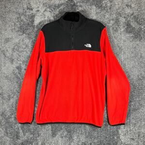 The North Face Fleece 1/4 Zip Mens Large Colorblock Orange Pullover Sweatshirt